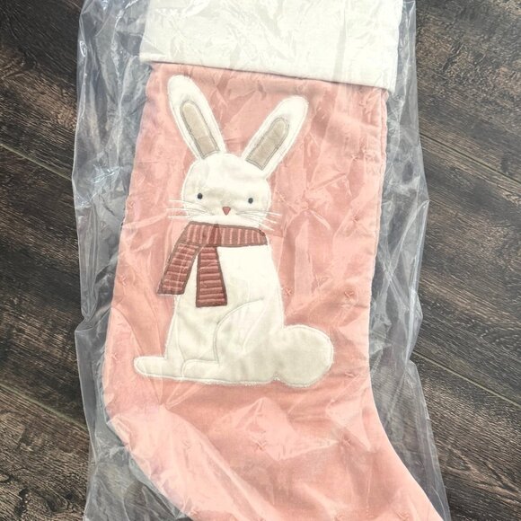 Crate & Barrel Wonderland Velvet Bunny & Bear Christmas Stockings – Brand New - Picture 2 of 12
